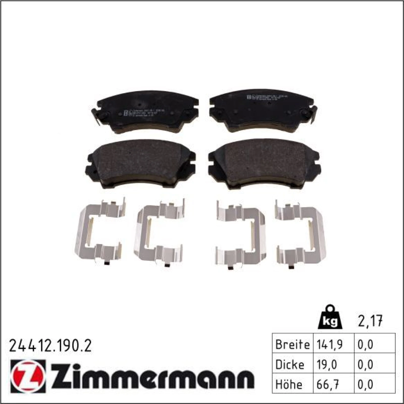 ZIMMERMANN Bremsbeläge 24412.190.2
