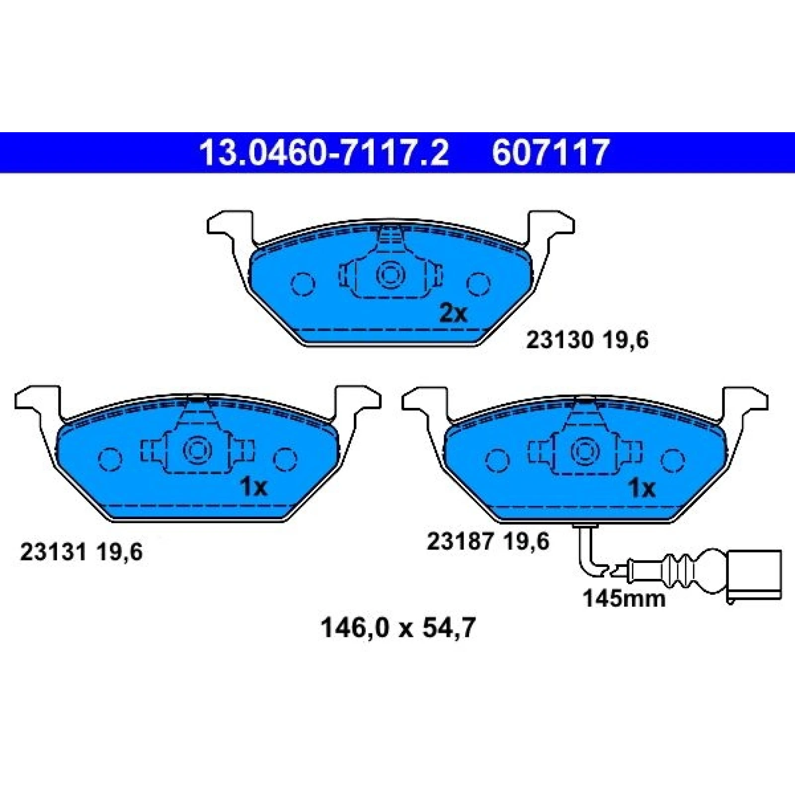 Bremsbelagsatz Vw P. A3/Bora/Golf 4/Polo/Octavia/Fabia/Ibiza Mit Sensor 13.0460-7117.2