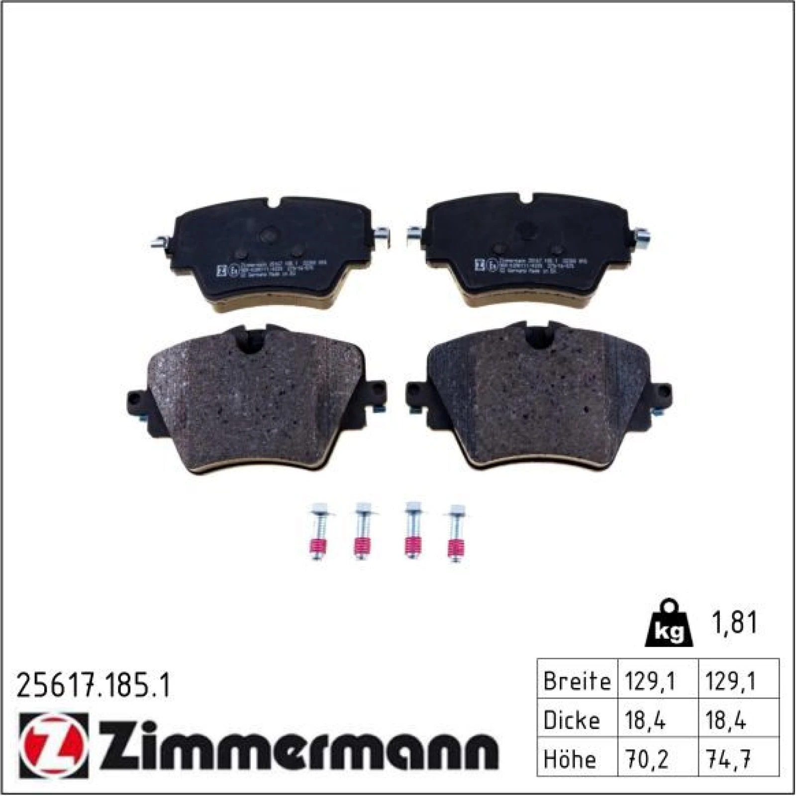 ZIMMERMANN Bremsbeläge 25617.185.1