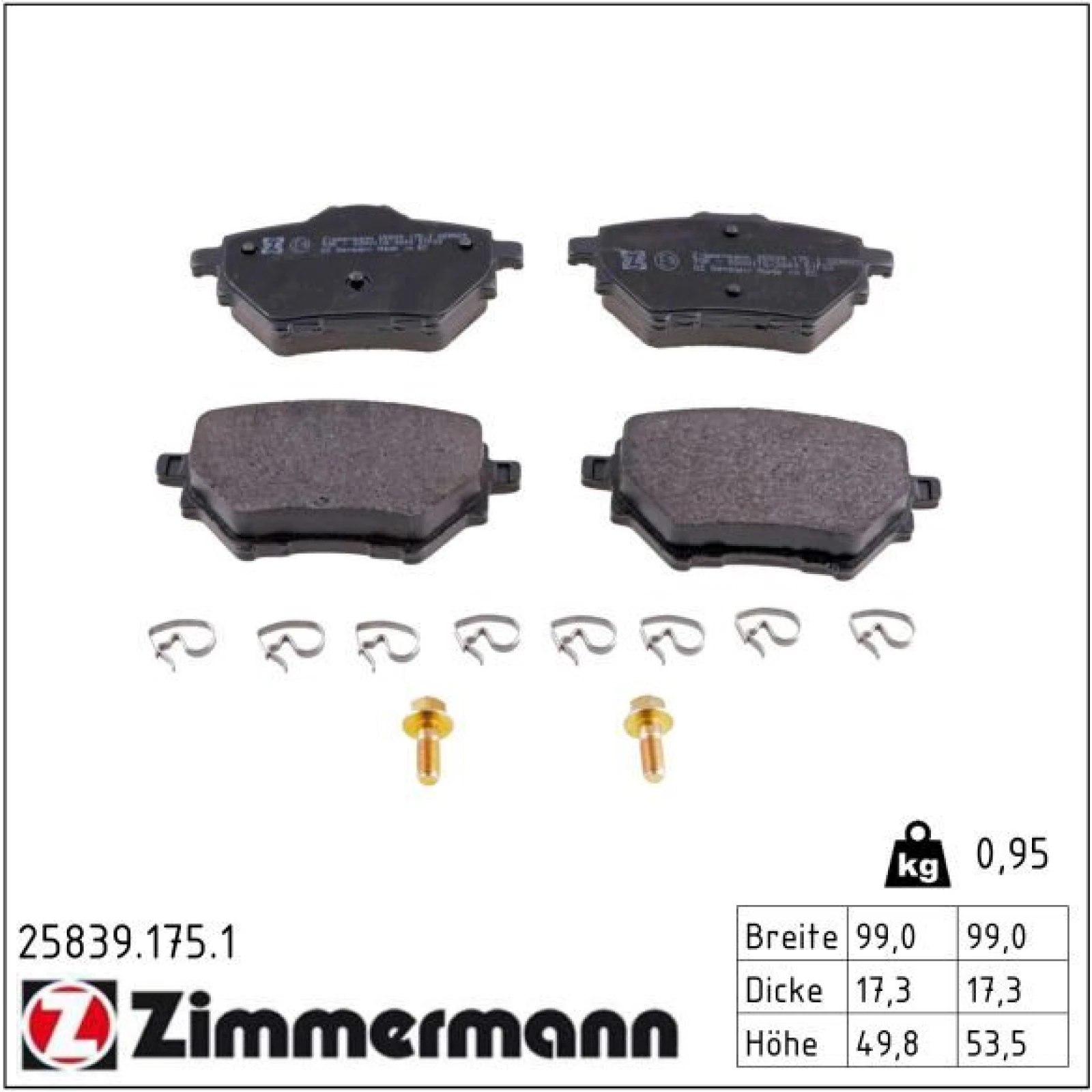 ZIMMERMANN Bremsbeläge 25839.175.1