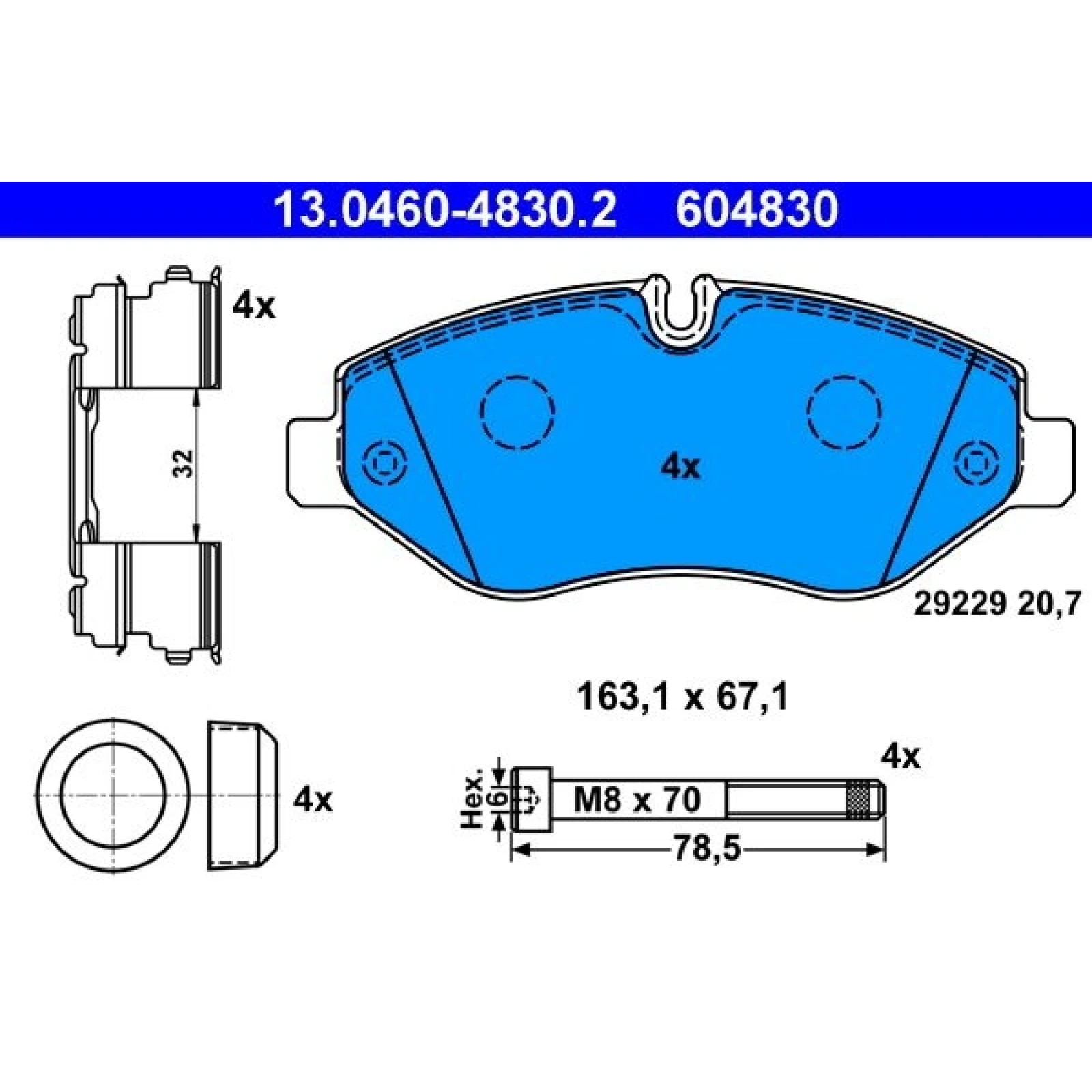 Bremsbelagsatz Iveco P. Täglich 06-14 13.0460-4830.2