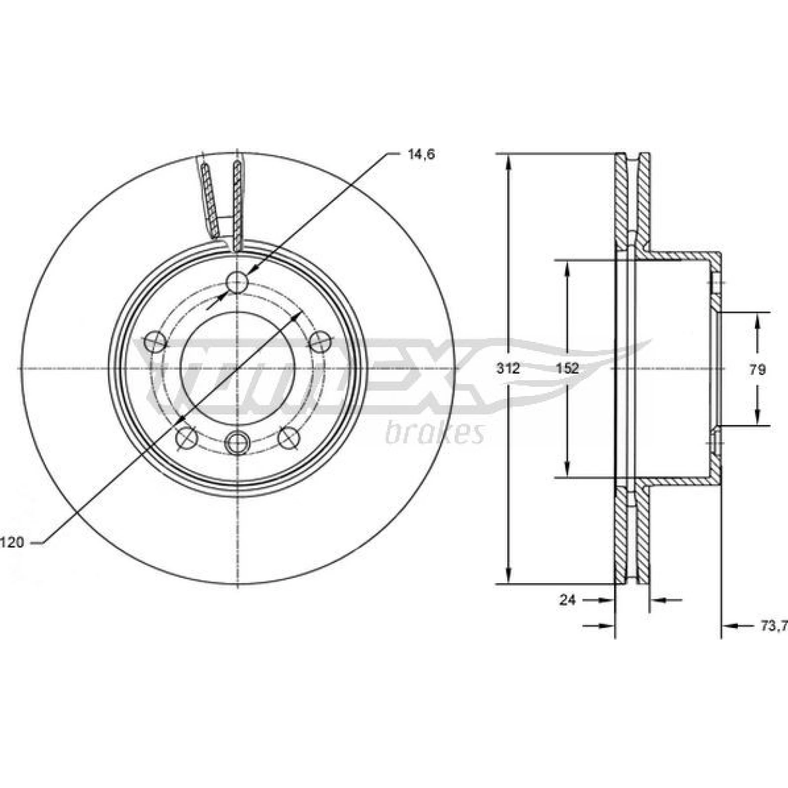 TOMEX brakes Bremsscheibe TX 72-78
