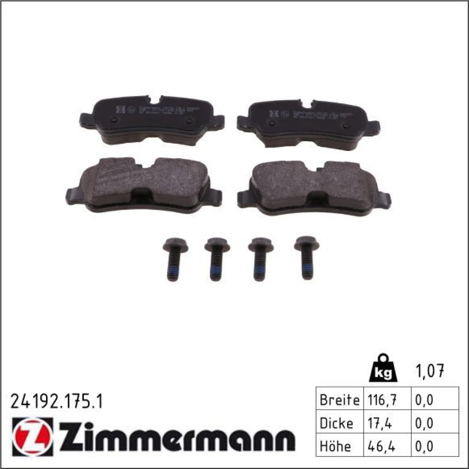 ZIMMERMANN Bremsbeläge 24192.175.1