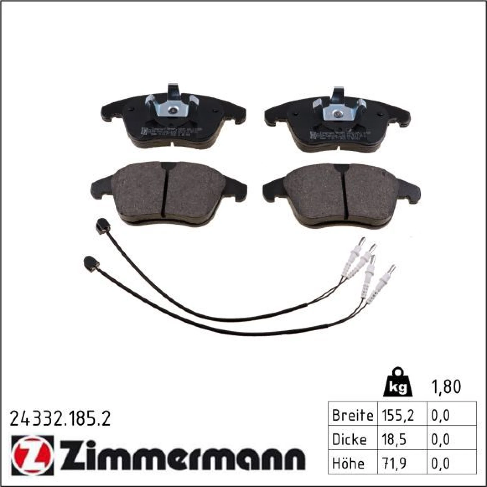 ZIMMERMANN Bremsbeläge 24332.185.2