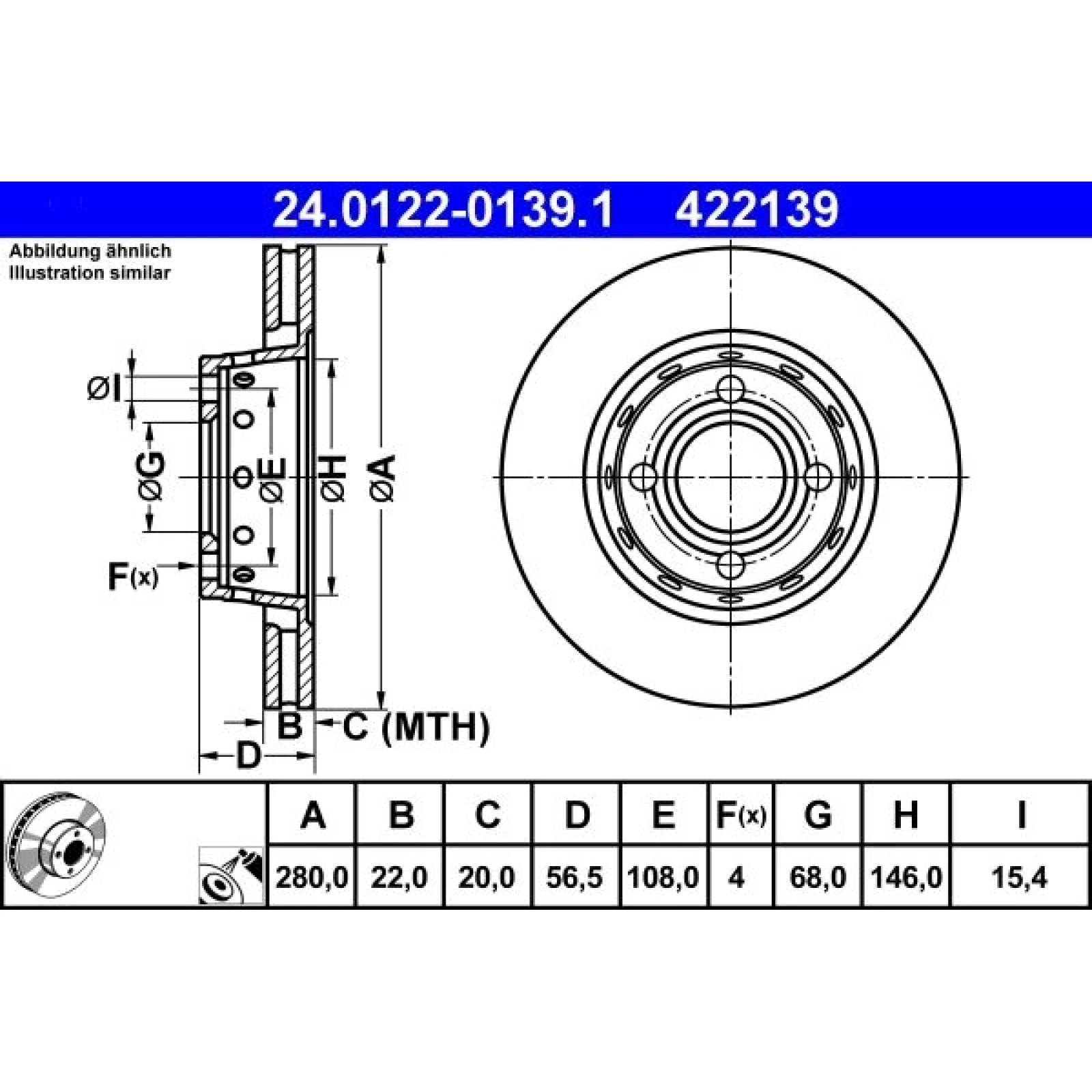 Bremsscheibe Audi P. Coupe/80 88-96 24.0122-0139.1