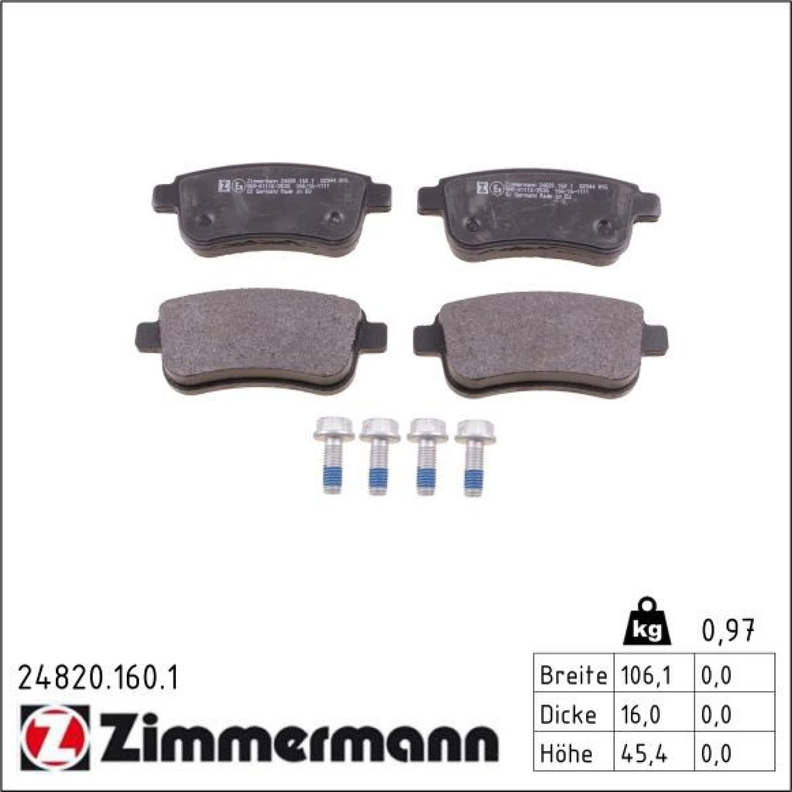 ZIMMERMANN Bremsbeläge 24820.160.1