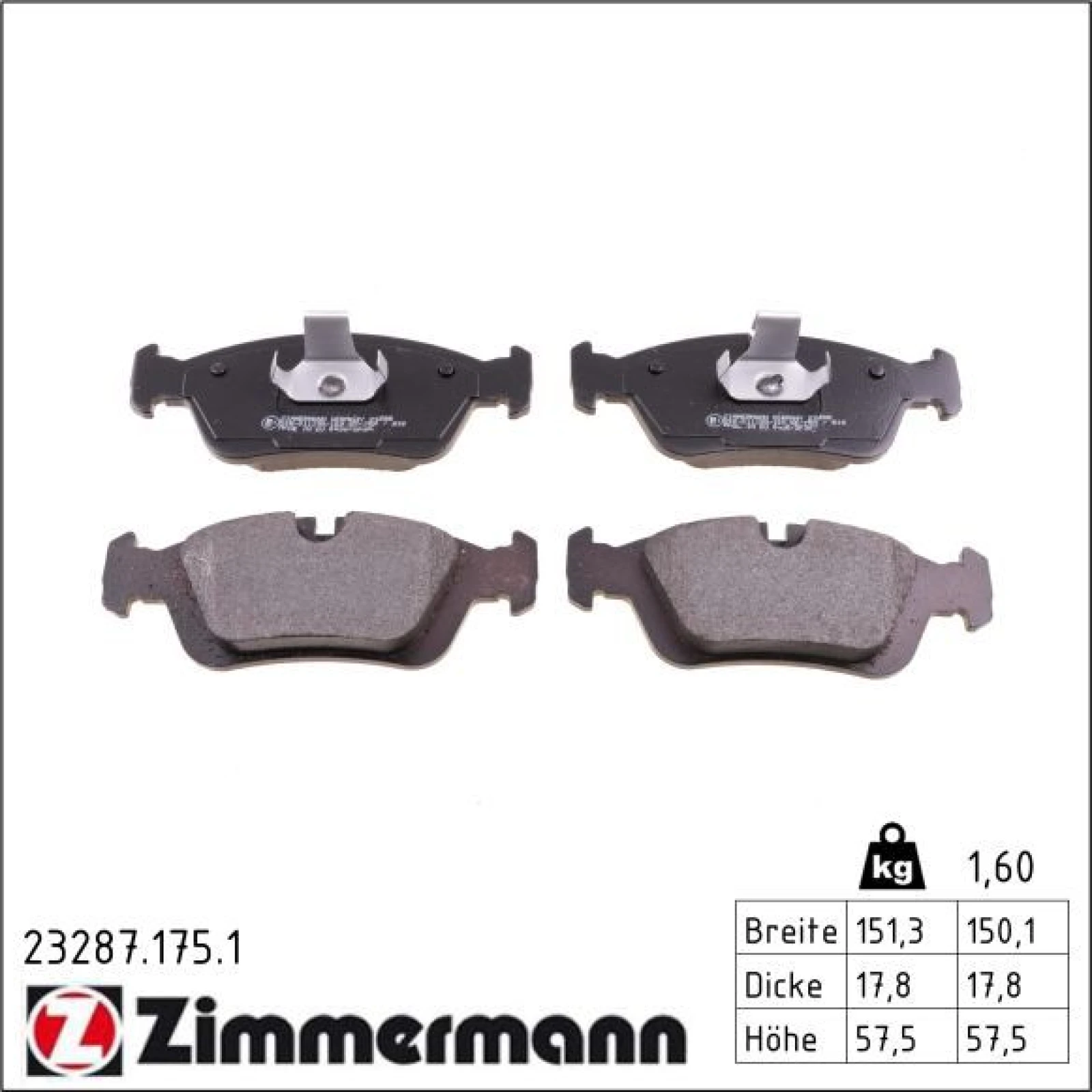 ZIMMERMANN Bremsbeläge 23287.175.1