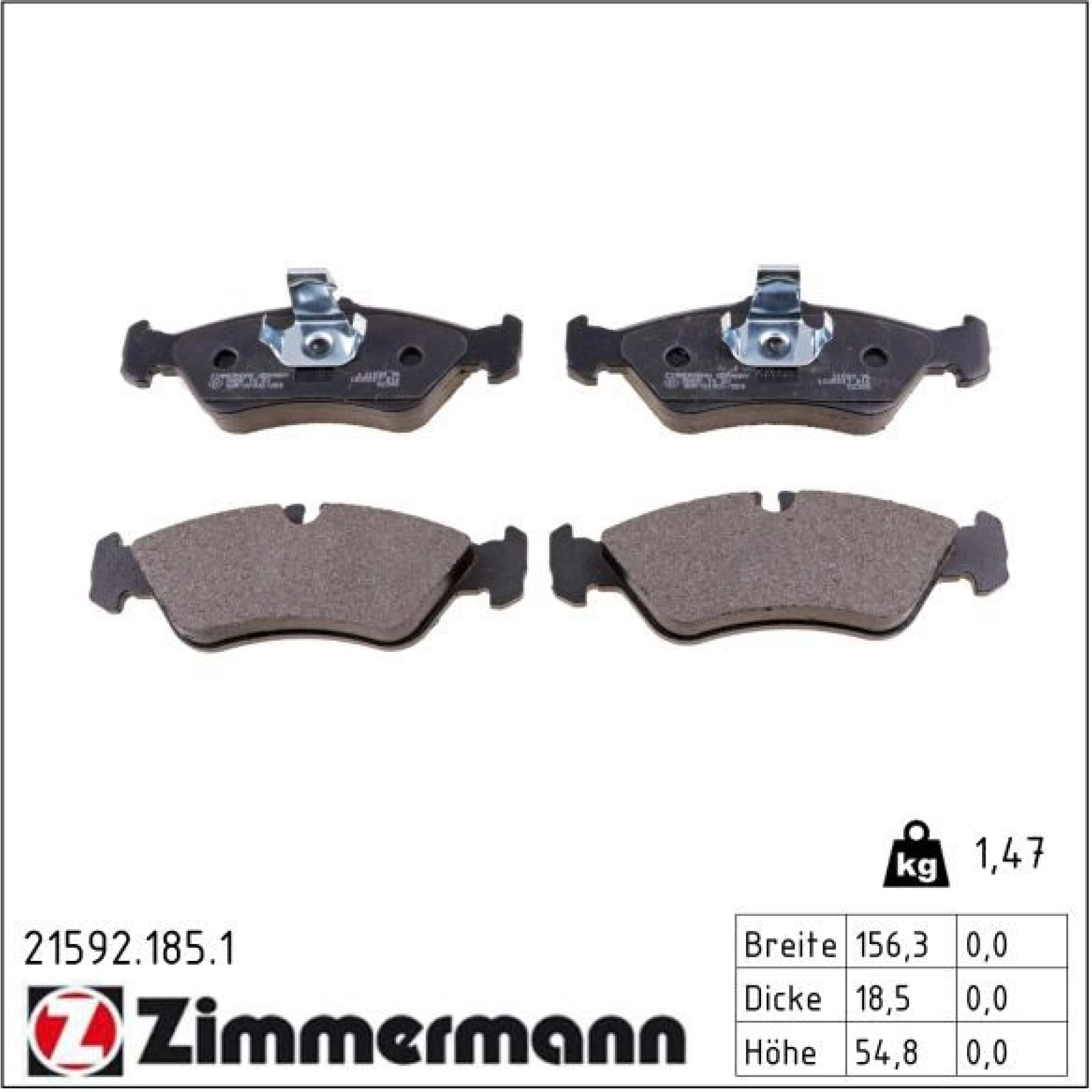 ZIMMERMANN Bremsbeläge 21592.185.1