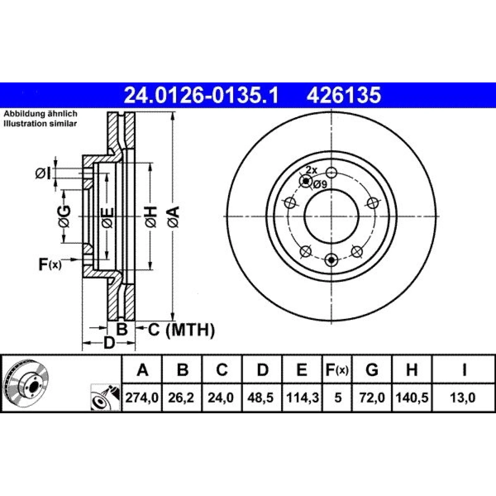 Bremsscheibe Kia P. Carnival 2,5-3,5 01-06 24.0126-0135.1