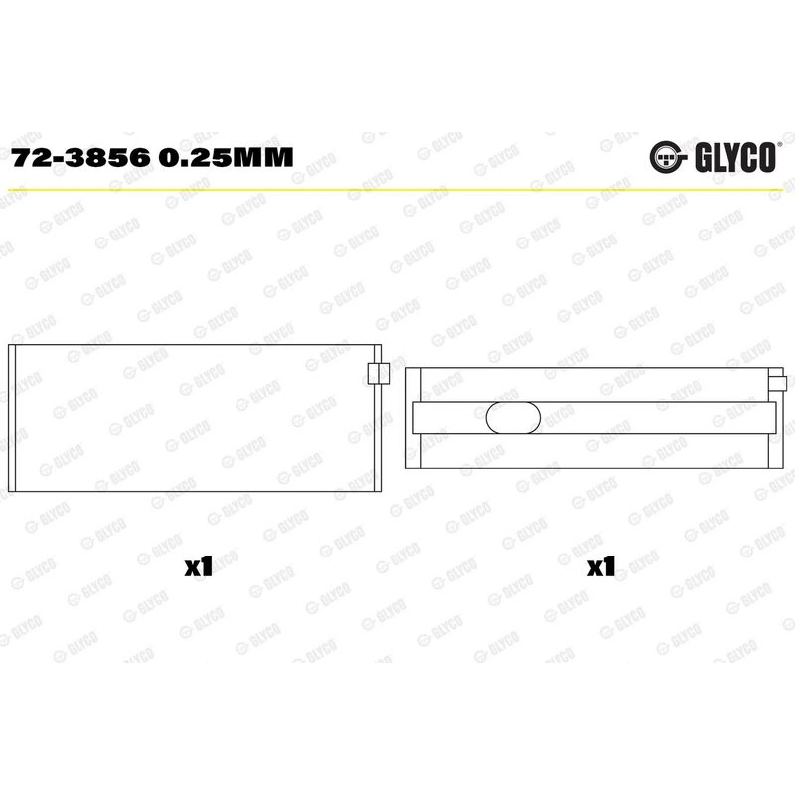 GLYCO Kurbelwellenlager 72-3856 0.25mm