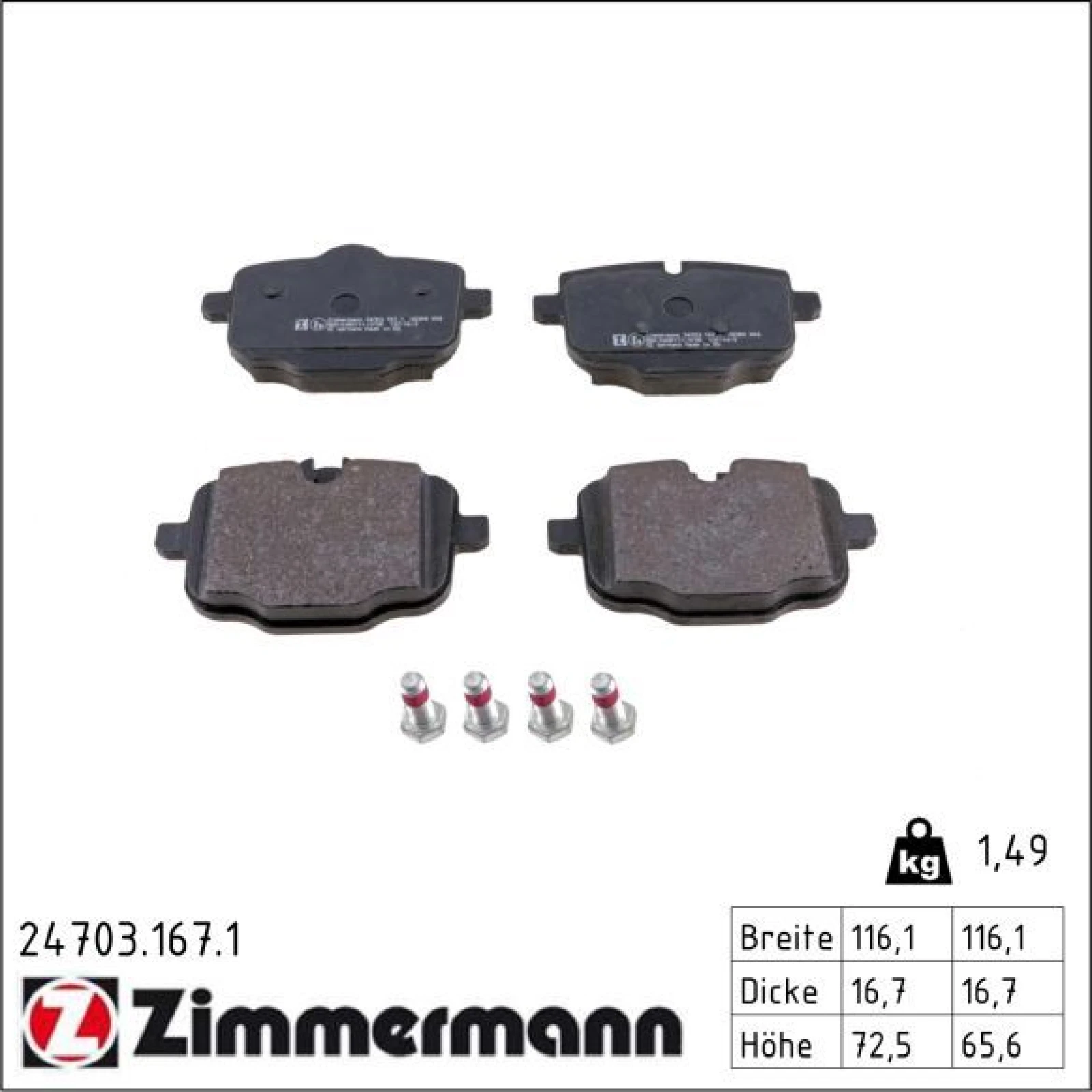 ZIMMERMANN Bremsbeläge 24703.167.1
