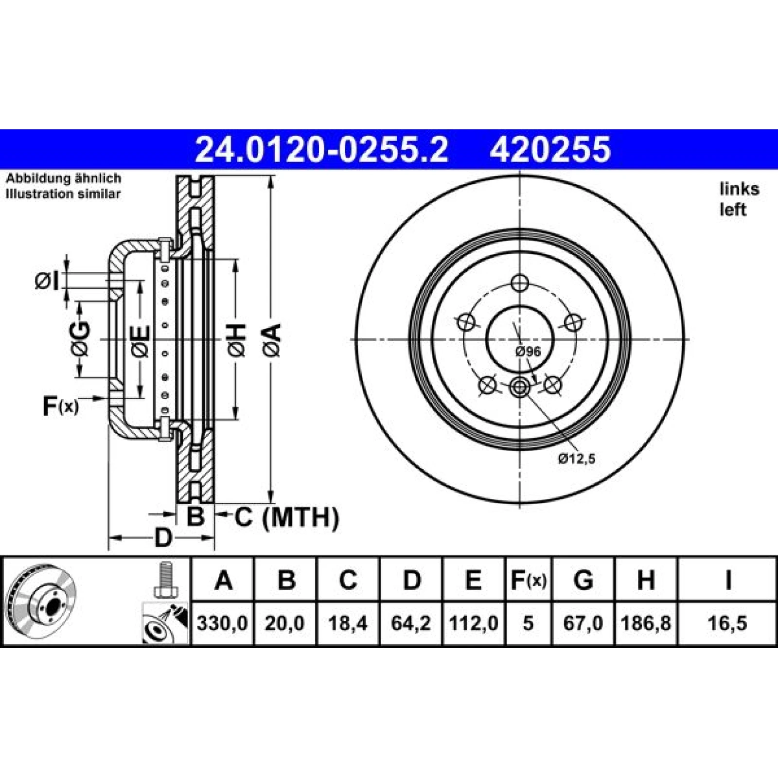 ATE Bremsscheibe 24.0120-0255.2