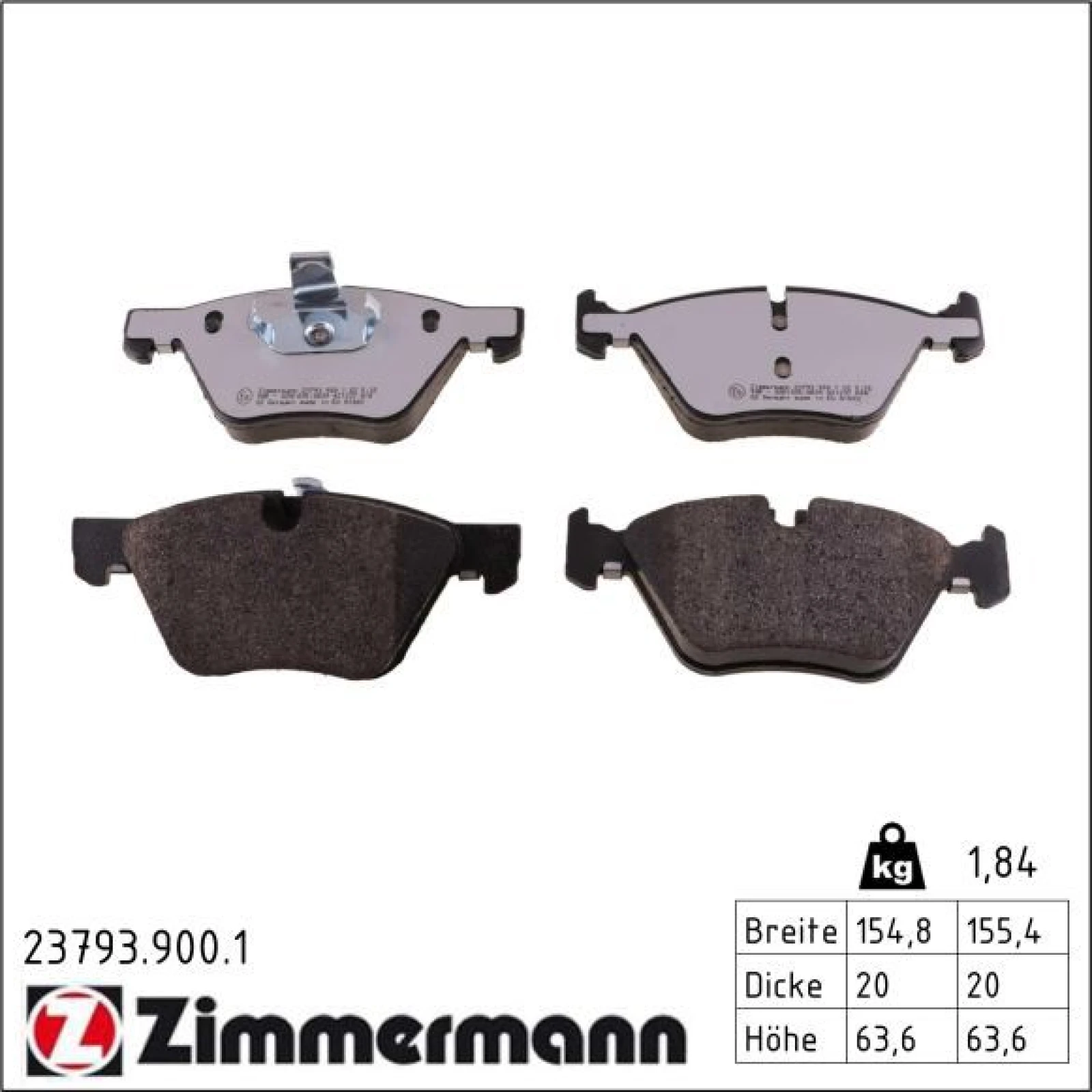 ZIMMERMANN Bremsbeläge 23793.900.1