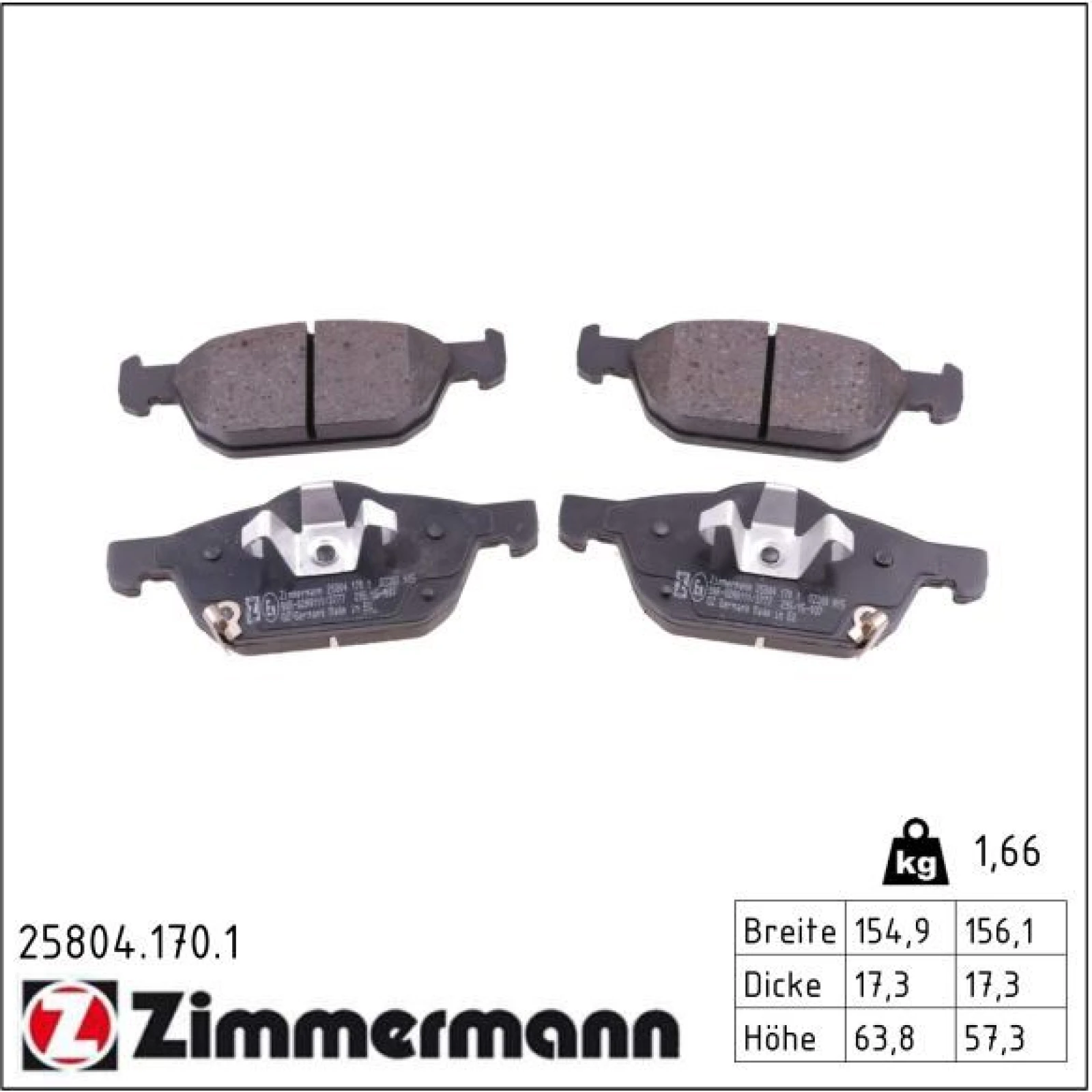 ZIMMERMANN Bremsbeläge 25804.170.1