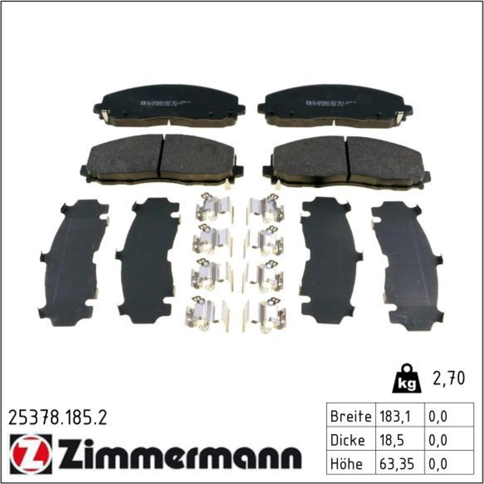 ZIMMERMANN Bremsbeläge 25378.185.2