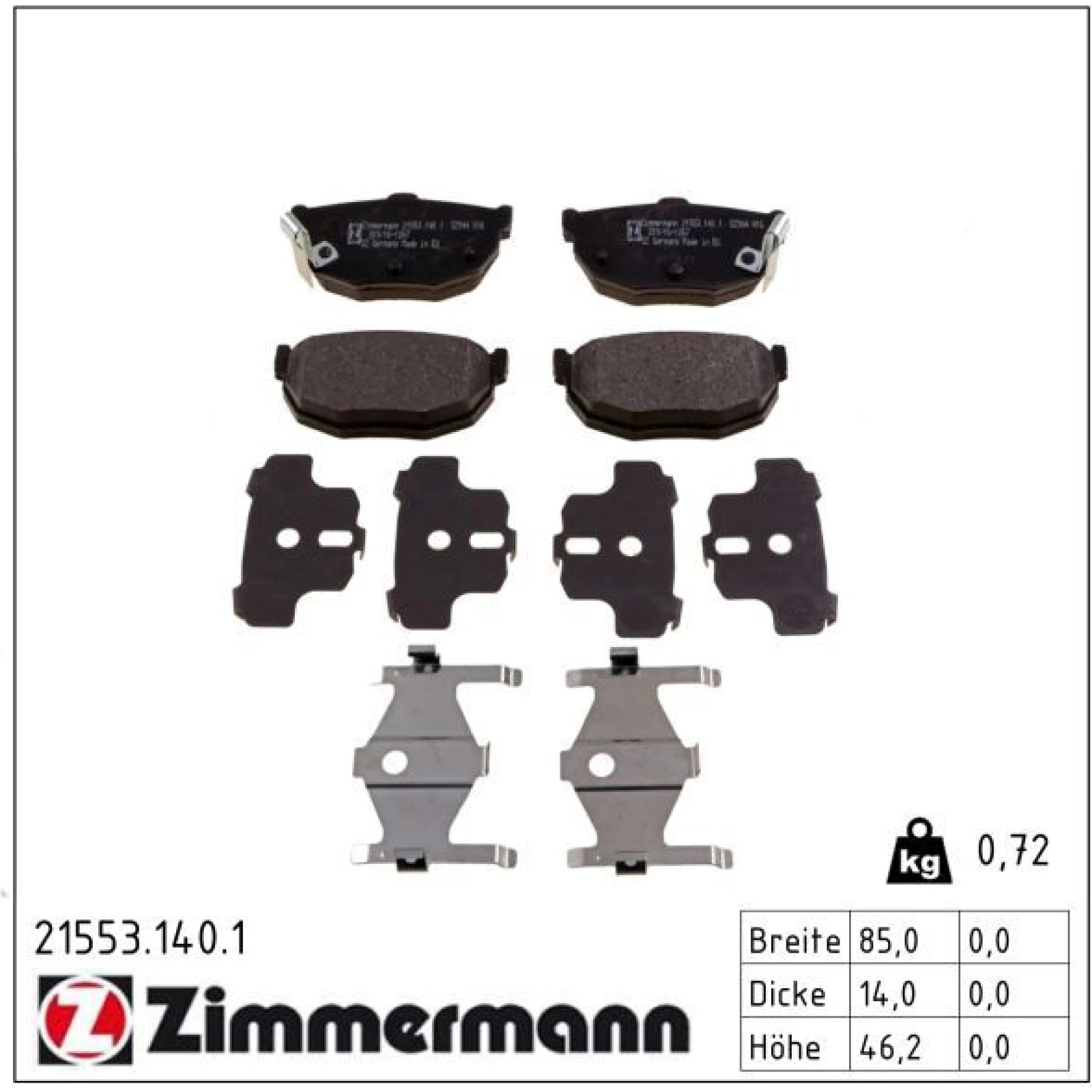 ZIMMERMANN Bremsbeläge 21553.140.1