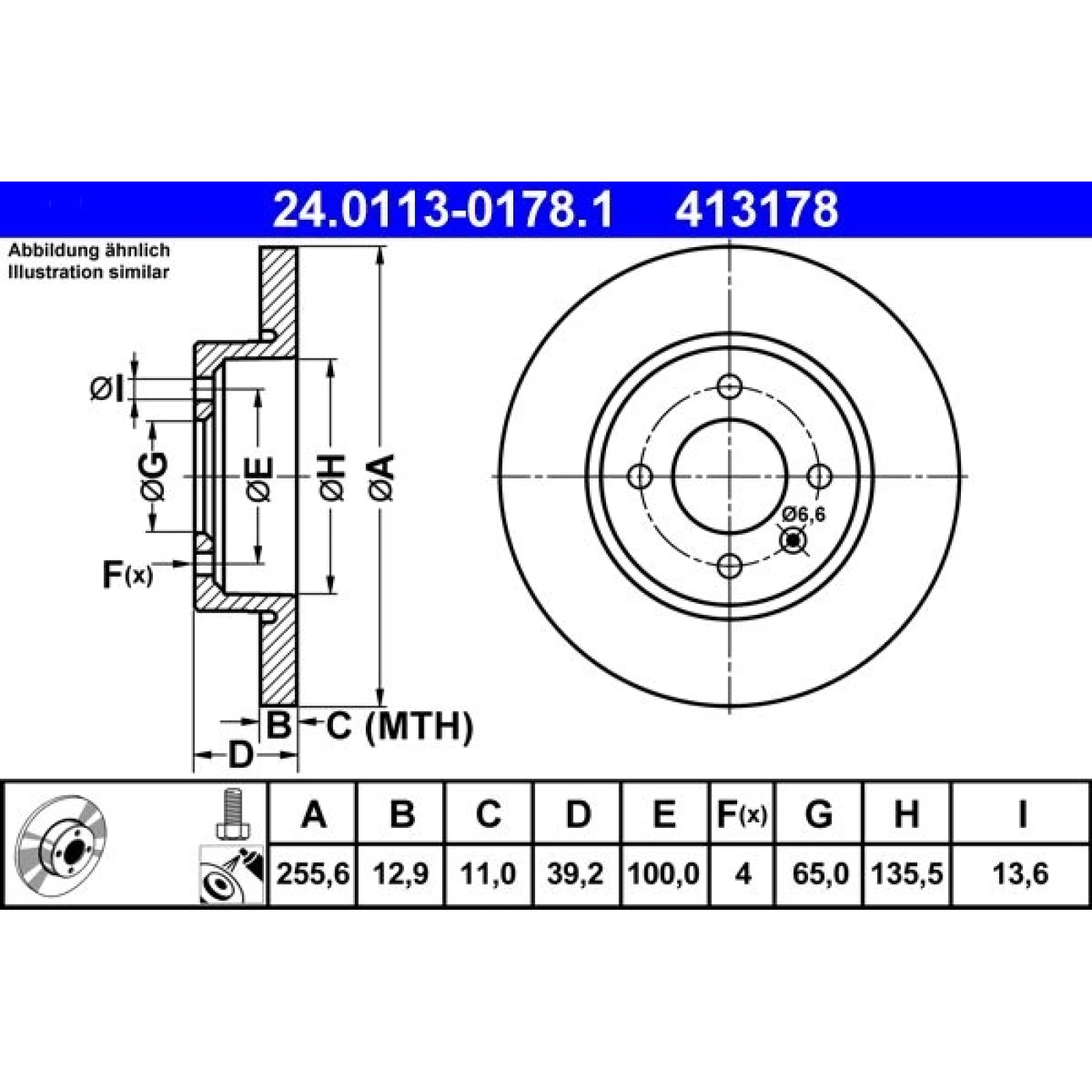 Bremsscheibe Vw P. Caddy/Golf/Passat/Vento 1.4-1.8/1.9D 88-04 24.0113-0178.1