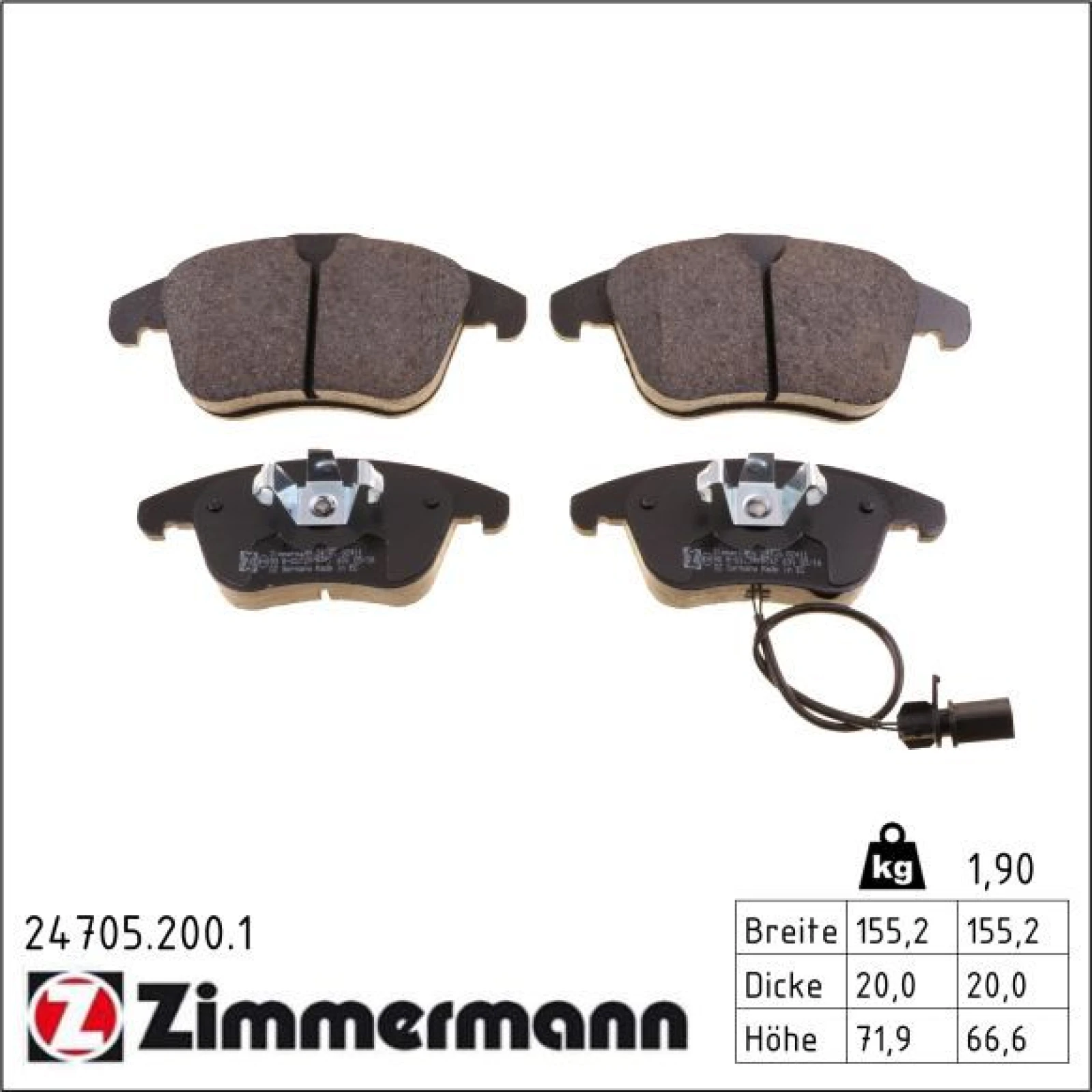 ZIMMERMANN Bremsbeläge 24705.200.1
