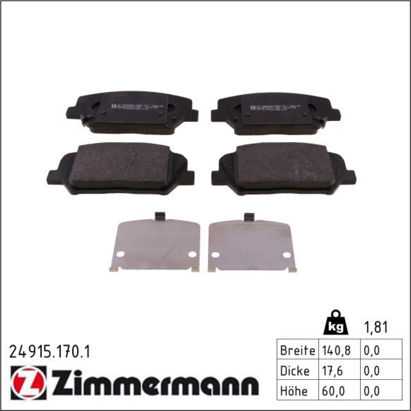 ZIMMERMANN Bremsbeläge 24915.170.1