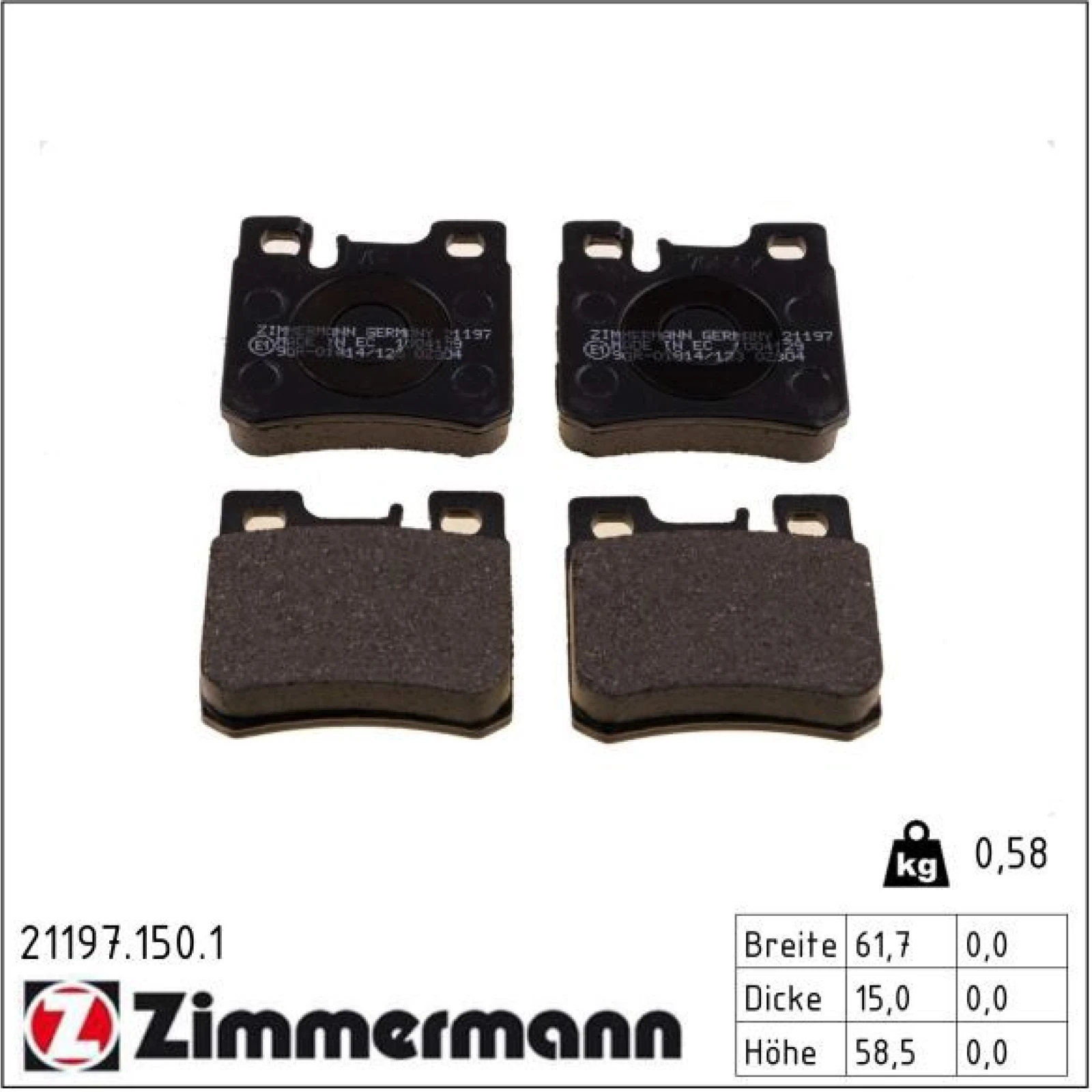 ZIMMERMANN Bremsbeläge 21197.150.1