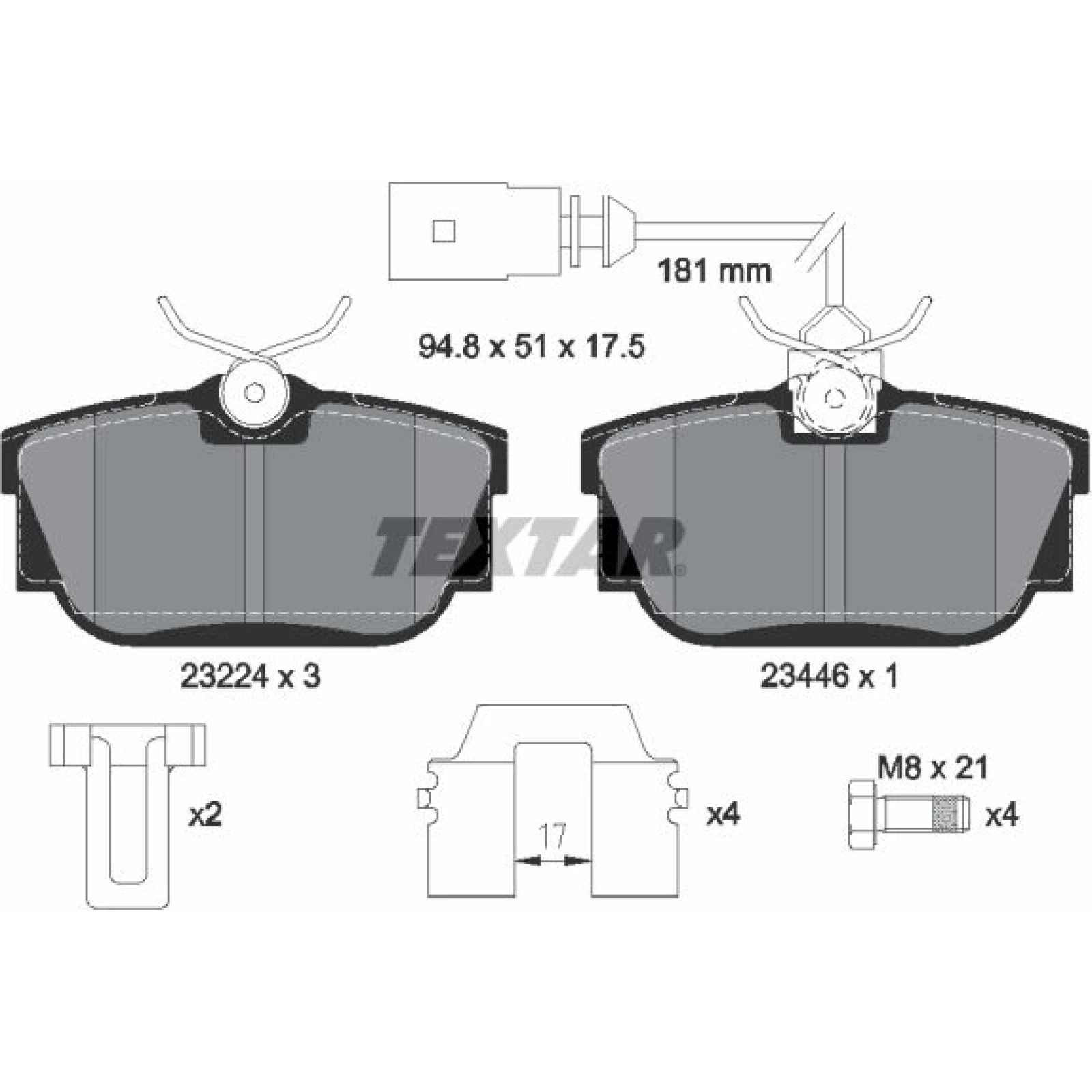 Bremsbelagsatz Vw T. T4 90-97 Mit Sensoren 2322416