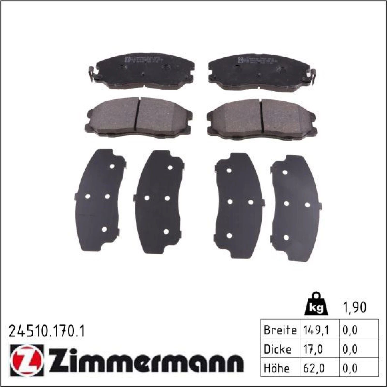 ZIMMERMANN Bremsbeläge 24510.170.1
