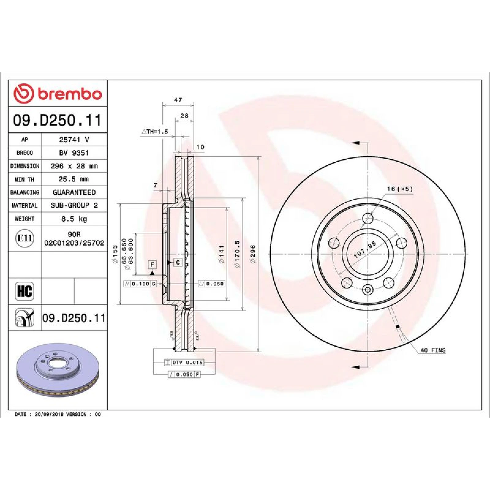 Bremsscheibe VA 09.D250.11