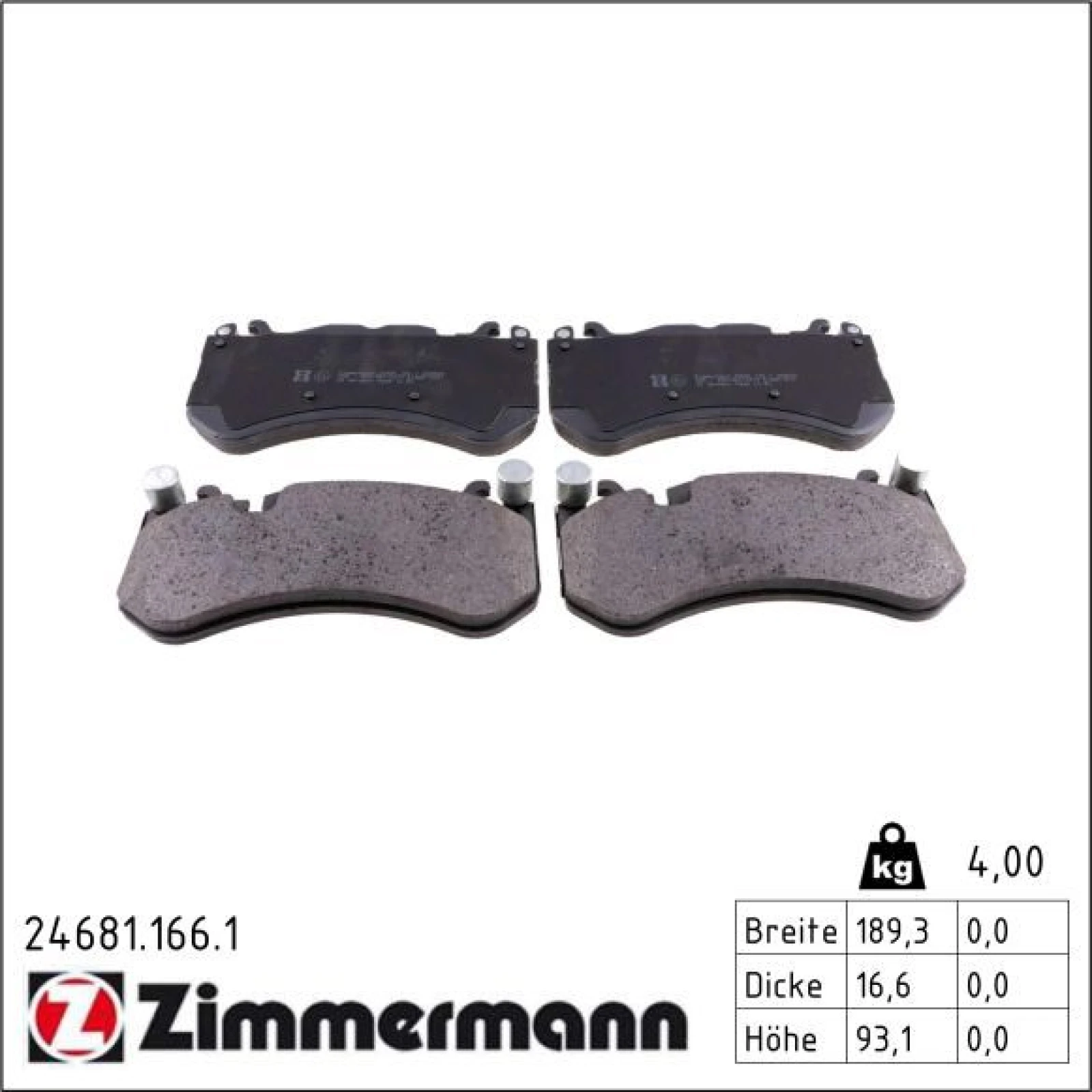 ZIMMERMANN Bremsbeläge 24681.166.1