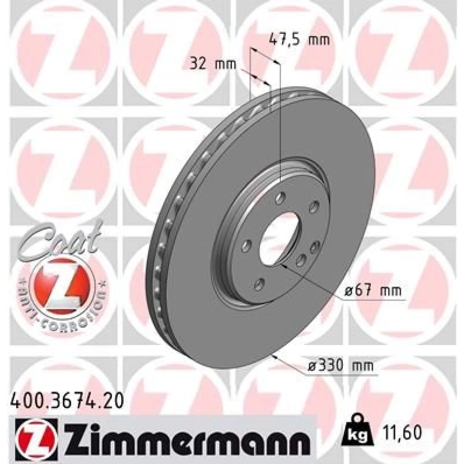 ZIMMERMANN Bremsscheibe 400.3674.20