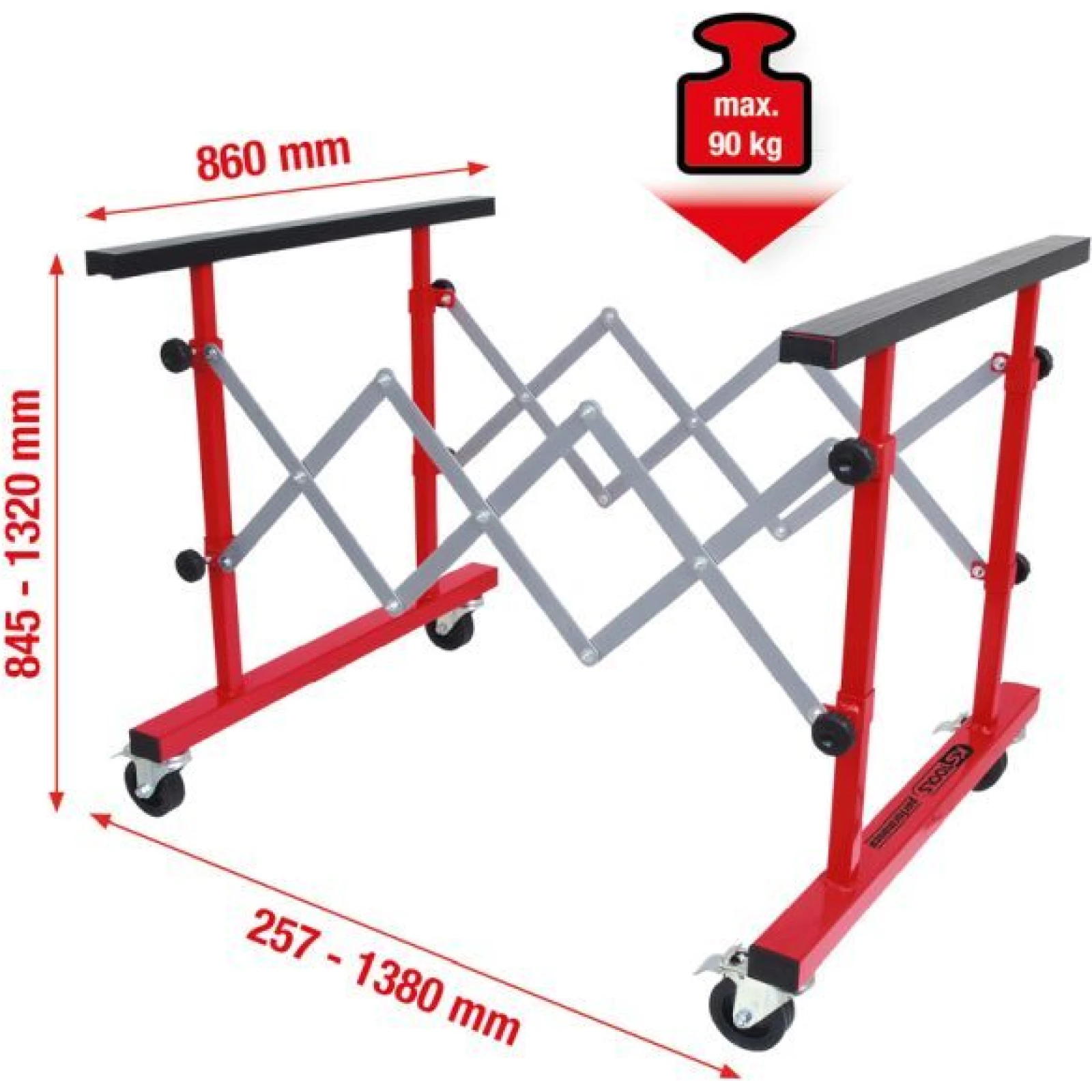 KS TOOLS Universeller Teleskopwagen für den Mehrzweckeinsatz, 257-1380 mm 500.8100