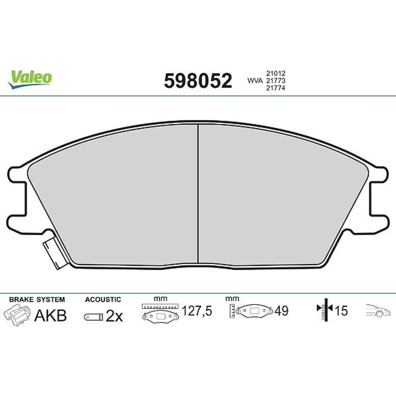 VALEO Bremsbeläge 598052