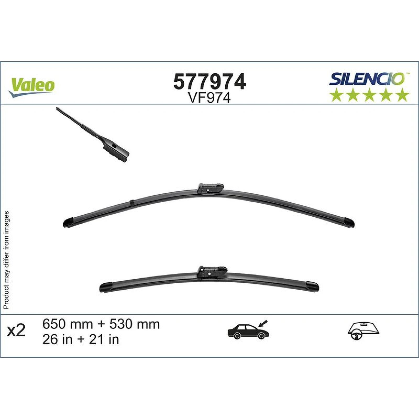 Valeo Scheibenwischer 577974 - Silencio Flat Blade Set