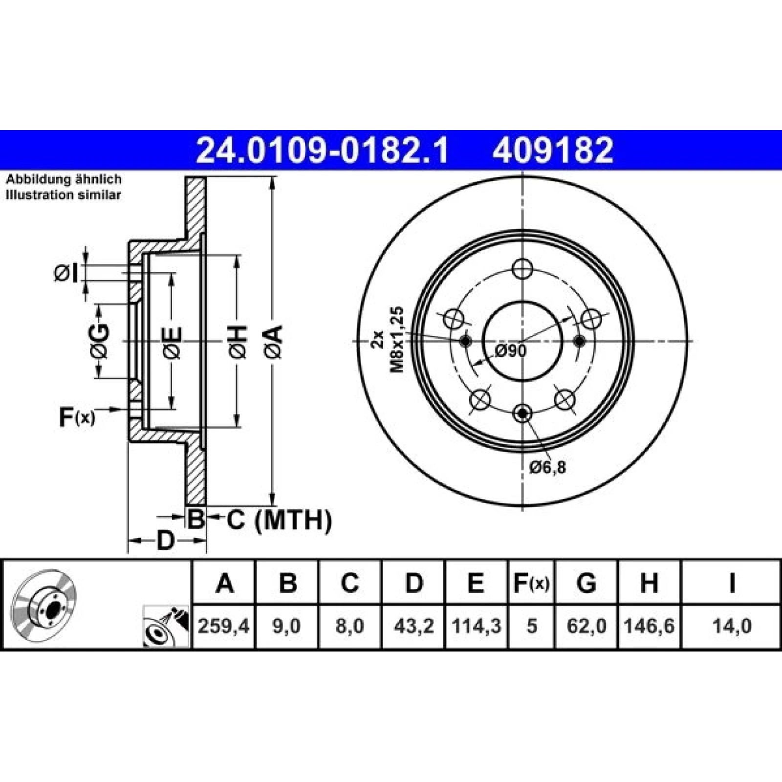 Bremsscheibe Suzuki T.Sx4/Vitara 1.6 13 24.0109-0182.1