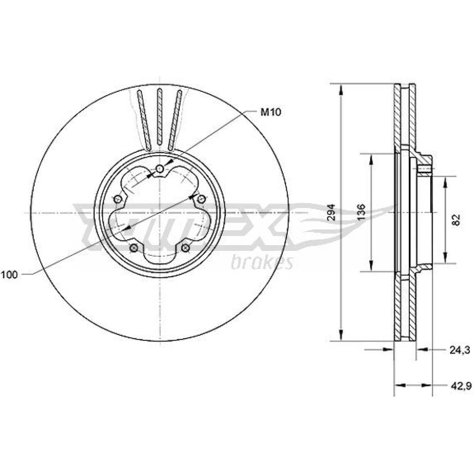 TOMEX brakes Bremsscheibe TX 70-96