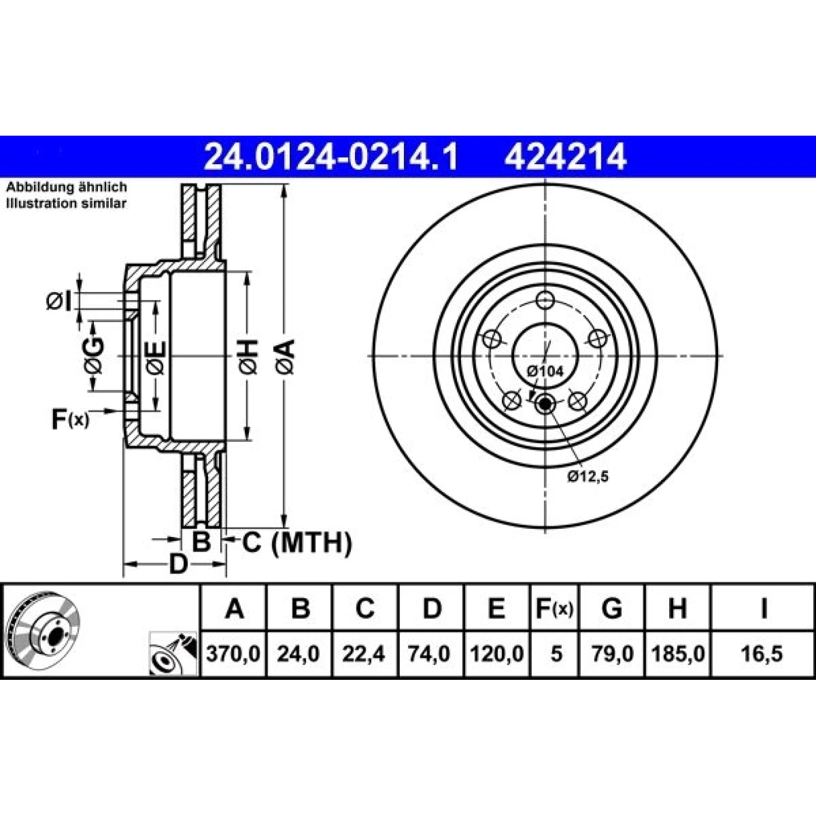 ATE Bremsscheibe 24.0124-0214.1