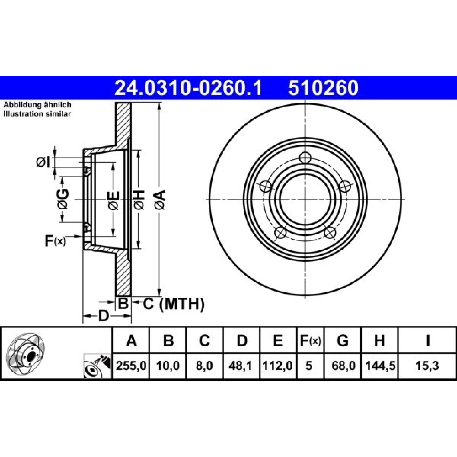 Bremsscheibe Audi T. A6 1.8-3.0 Quattro 97-05 Power Disc 24.0310-0260.1