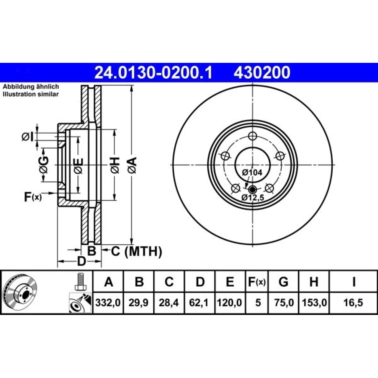 Bremsscheibe Bmw P. X5/X6 2.0-3.0 D 06 24.0130-0200.1