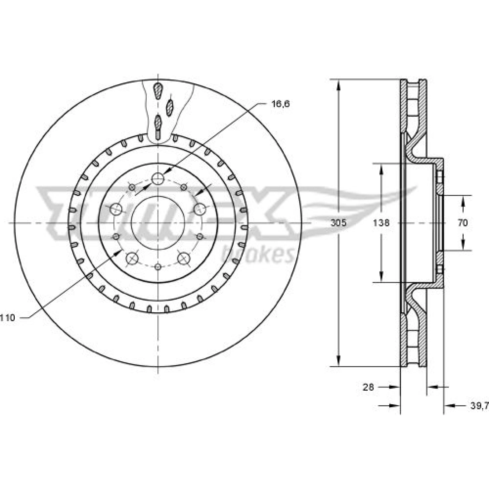 TOMEX brakes Bremsscheibe TX 73-74