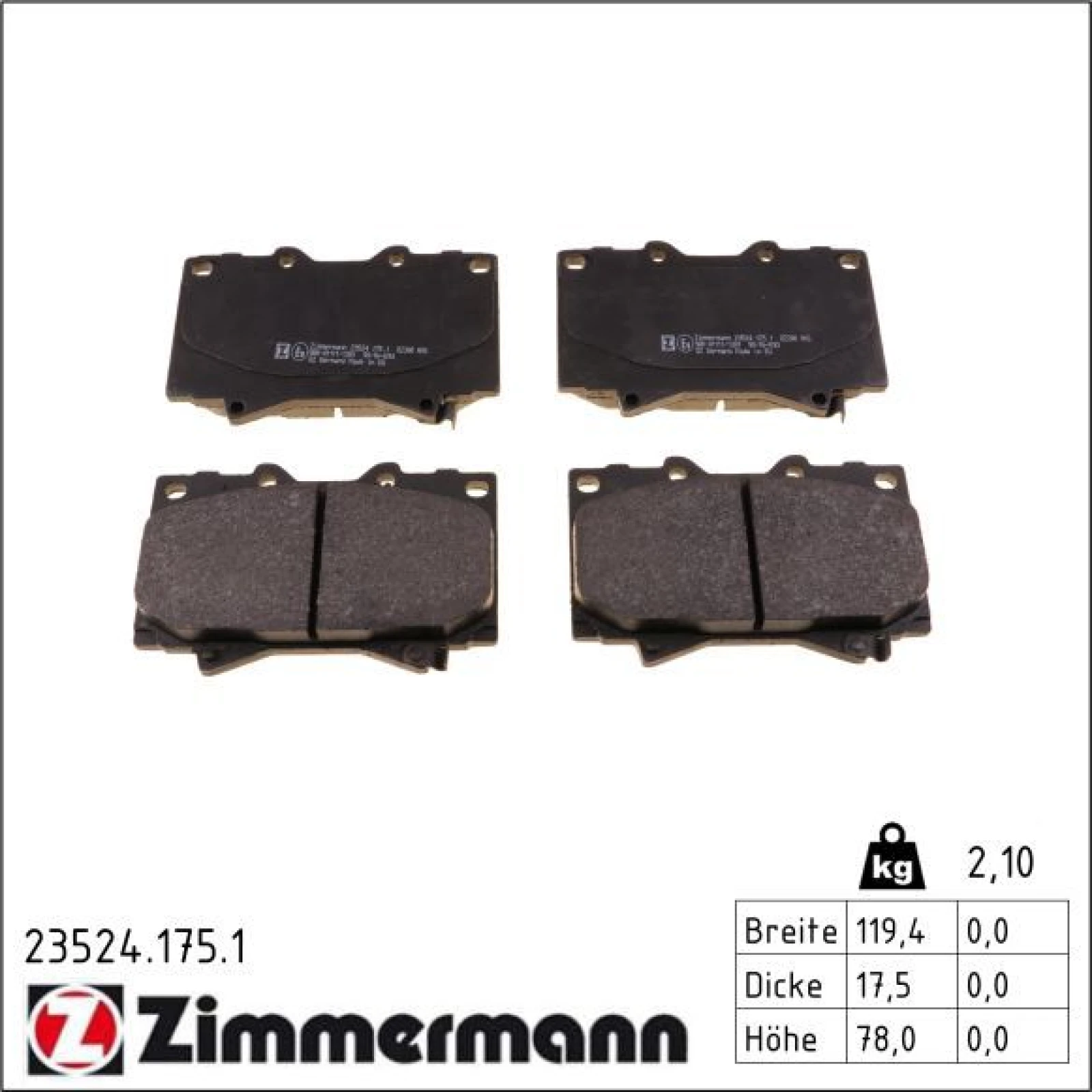 ZIMMERMANN Bremsbeläge 23524.175.1
