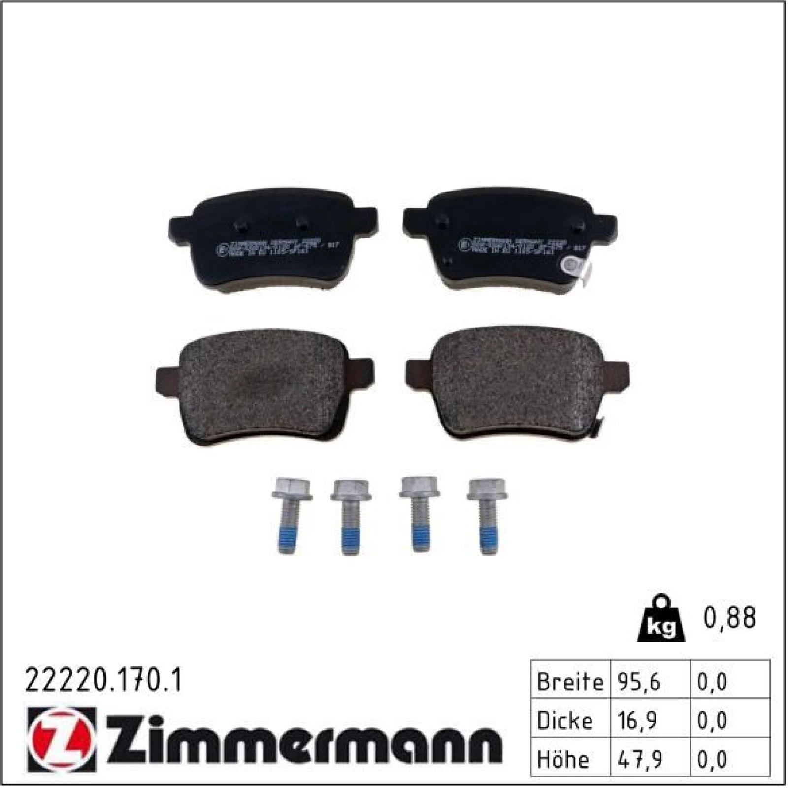 ZIMMERMANN Bremsbeläge 22220.170.1