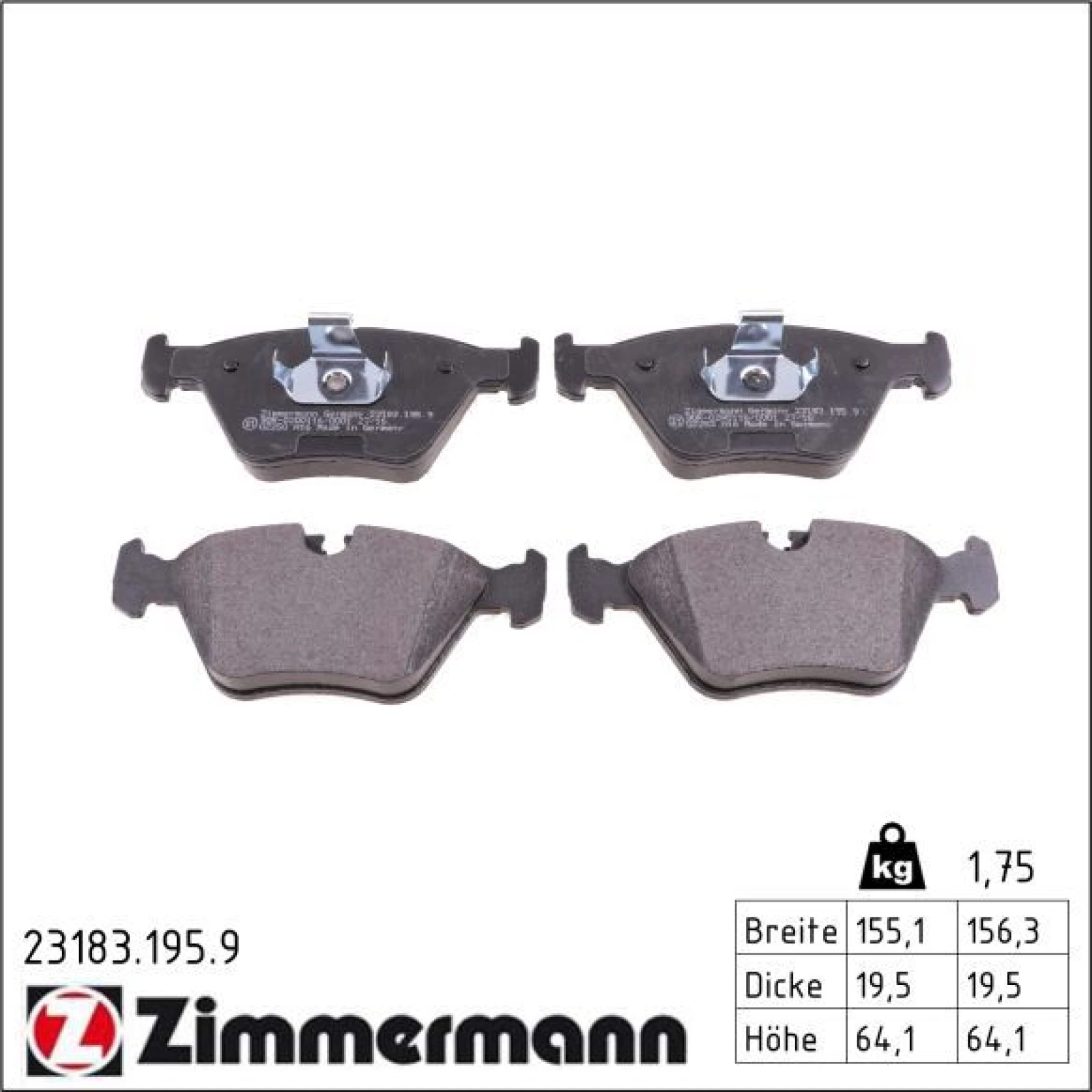 ZIMMERMANN Bremsbeläge 23183.195.9