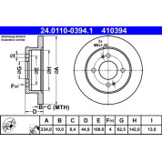 Bremsscheibe Hyundai T. I10 1.0-1.2 13 | 24.0110-0394.1