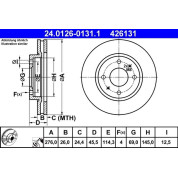 Bremsscheibe Mitsubishi P. Galant/Lancer 2.0-2.5 96-07 | 24.0126-0131.1