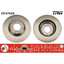 Bremsscheibe Porsche P. Cayenne/Touareg 18 Le TRW SINGLE DF4764S Bremsscheibe Porsche P. Cayenne/Touareg 18 Le TRW SINGLE DF4764S
