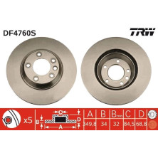Bremsscheibe Porsche P. Cayenne/Touareg 18 Pr TRW SINGLE DF4760S Bremsscheibe Porsche P. Cayenne/Touareg 18 Pr TRW SINGLE DF4760S
