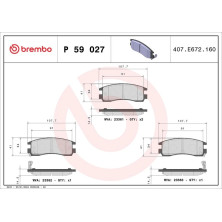 BREMBO Bremsklötze HA | OPEL Sintra 96-99 | P 59 027