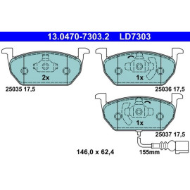Bremsbelagsatz Vw P. Golf 1.0-2.0 12- Keramik 13.0470-7303.2