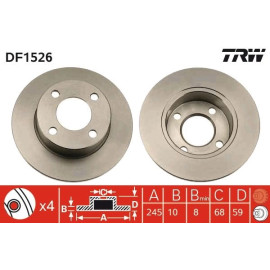 TRW Bremsscheibe VW A80/100 DF1526 TRW Bremsscheibe VW A80/100 DF1526