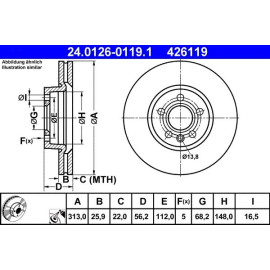 Bremsscheibe Vw P. Sharan/T4 90-10 24.0126-0119.1 Bremsscheibe Vw P. Sharan/T4 90-10 24.0126-0119.1