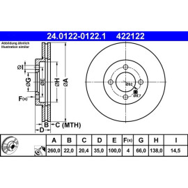 ATE Bremsscheibe BMW S. 3 1.6-2.7 83-94 24.0122-0122.1 ATE Bremsscheibe BMW S. 3 1.6-2.7 83-94 24.0122-0122.1